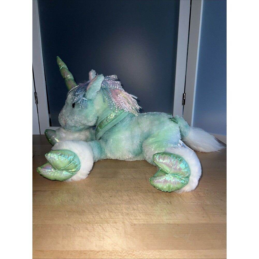 2000 Vintage Toys R Us Animal Alley Unicorn Plush 15" Blue Green Iridescent ECU